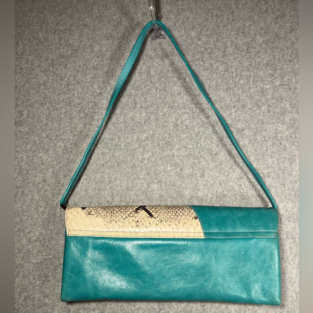 Large Leather Purse Clutch Bag Python Snakeskin T… - image 4